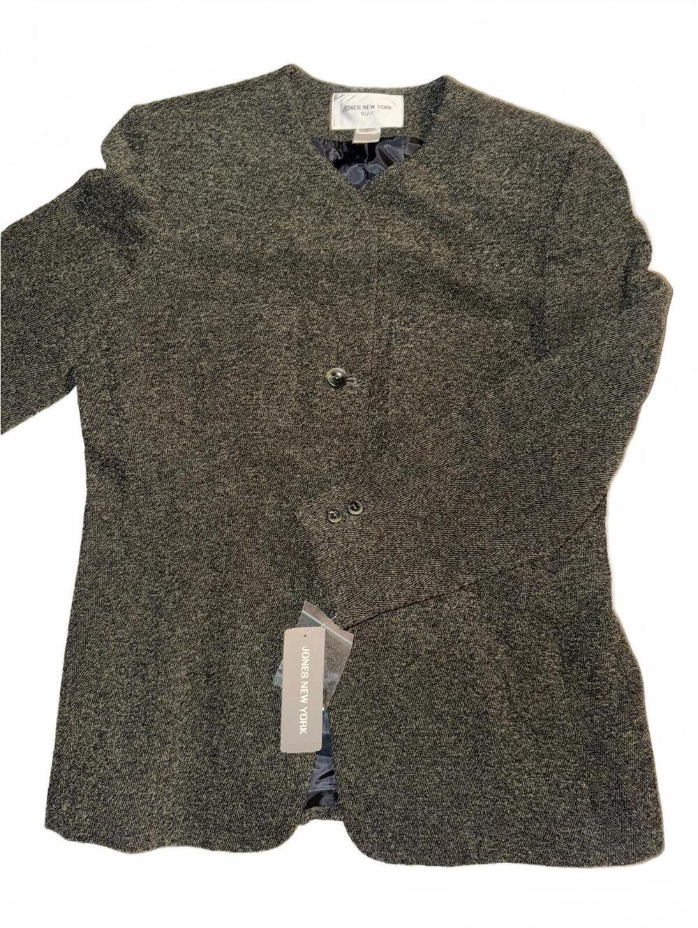 Vintage Women's Boutique Jones New York Olive Tweed Blazer Size 16 New With Tags